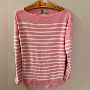 Agnes B. pink and white boat neck sweater 100% organic cotton Sz Medium